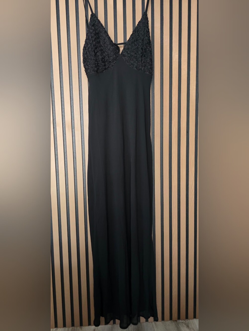 wild fable Black Maxi Slip Skirt with Textured Bust